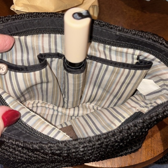 The SAK  shoulder bag  Small  crochet Black   nylon lining  exterior pocket NWOT - Picture 13 of 17